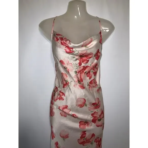 VINTAGE Y2K FLORAL SILK SLIP DRESS LINGERIE AUGUST SILK SIZE MEDIUM - Picture 3 of 6